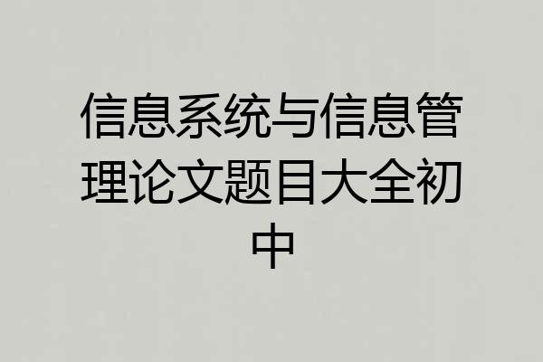 信息系统与信息管理论文题目大全初中
