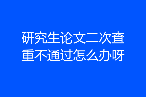 研究生论文二次查重不通过怎么办呀