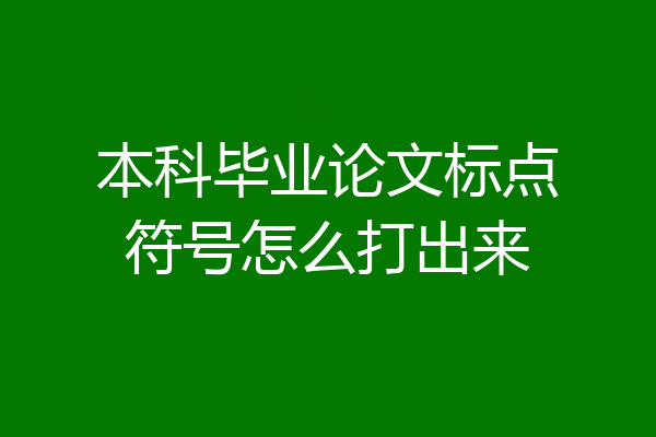 本科毕业论文标点符号怎么打出来