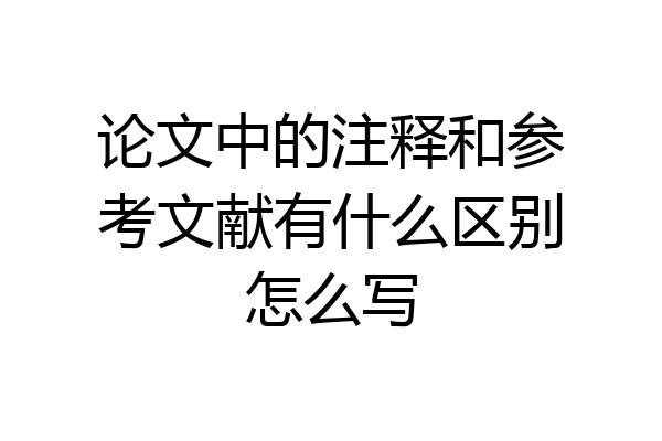 论文中的注释和参考文献有什么区别怎么写
