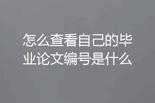 怎么查看自己的毕业论文编号是什么
