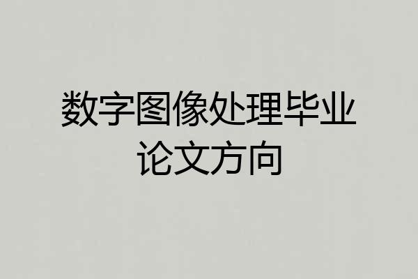数字图像处理毕业论文方向