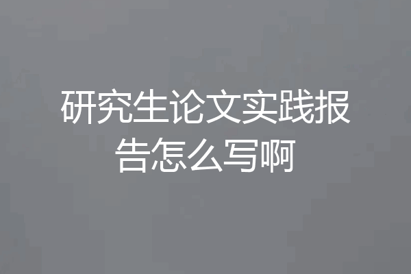 研究生论文实践报告怎么写啊
