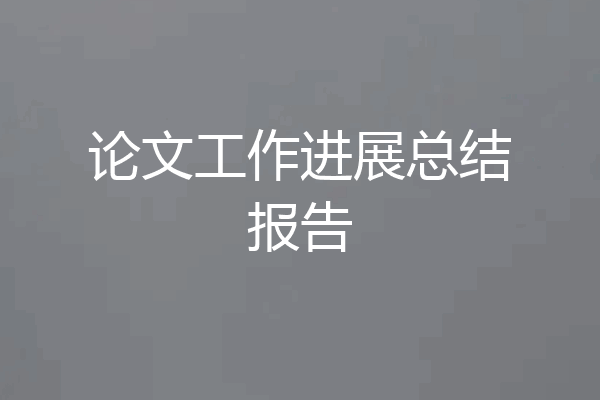 论文工作进展总结报告