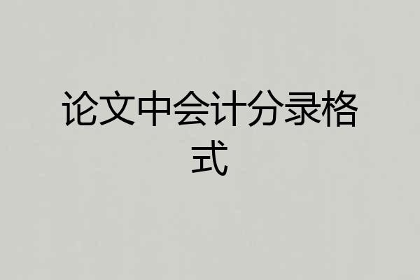 论文中会计分录格式