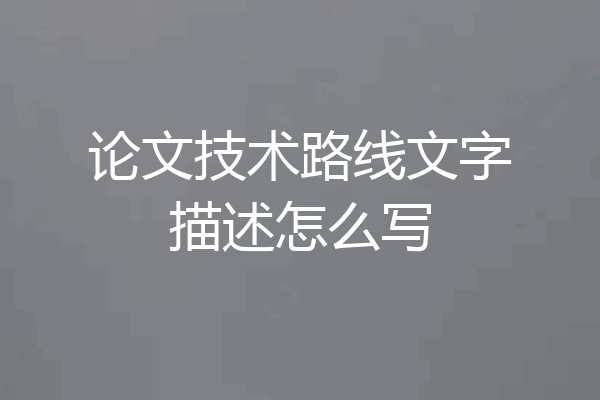 论文技术路线文字描述怎么写