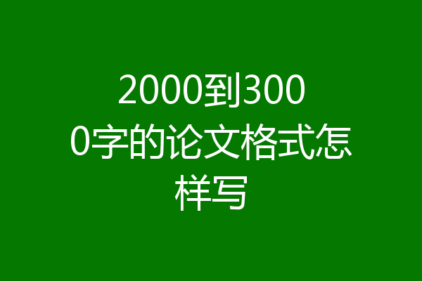 2000到3000字的论文格式怎样写
