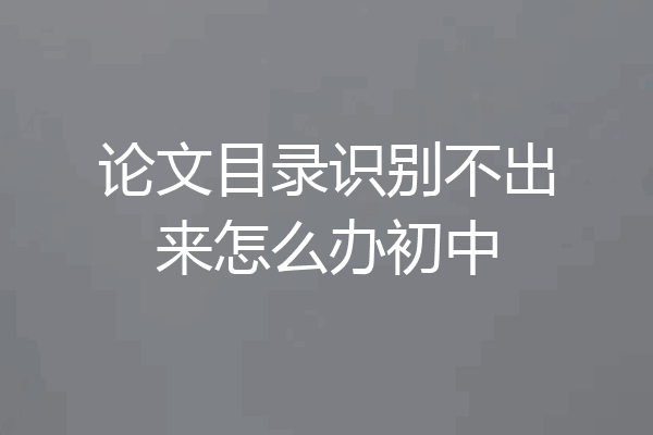 论文目录识别不出来怎么办初中