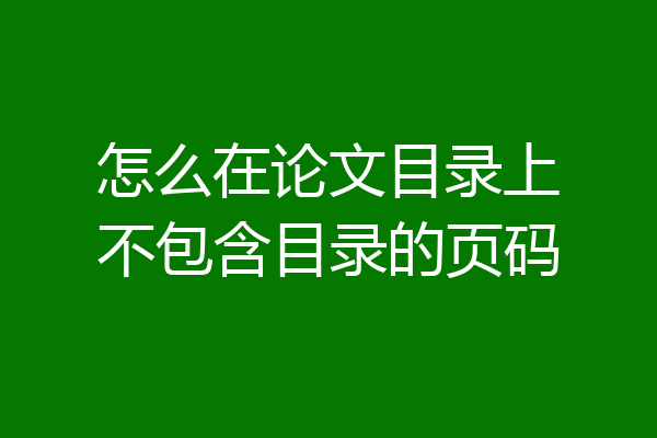 怎么在论文目录上不包含目录的页码
