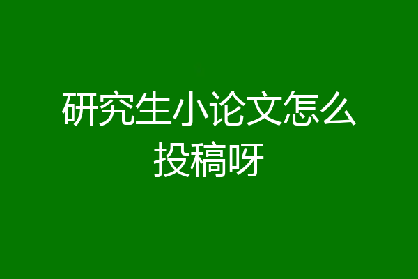 研究生小论文怎么投稿呀