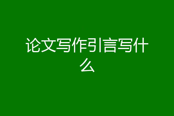 论文写作引言写什么