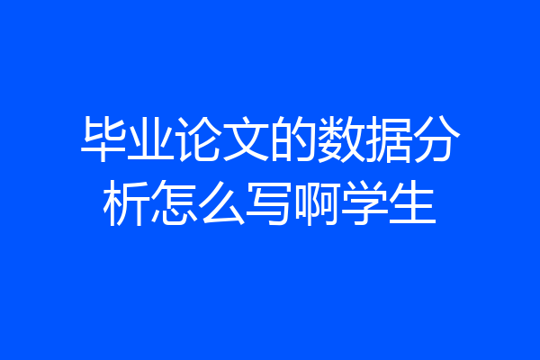 毕业论文的数据分析怎么写啊学生