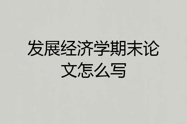 发展经济学期末论文怎么写