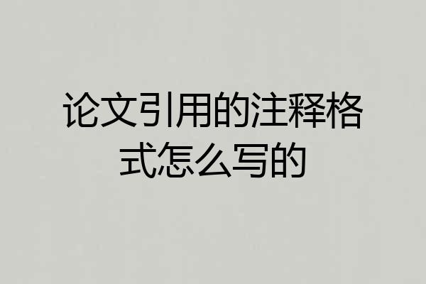 论文引用的注释格式怎么写的