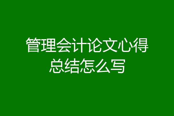 管理会计论文心得总结怎么写