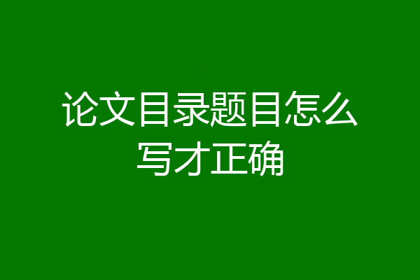 论文目录题目怎么写才正确