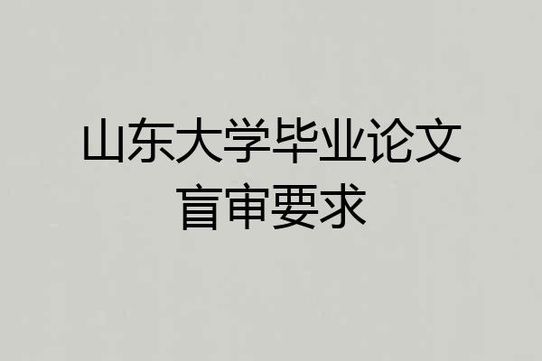山东大学毕业论文盲审要求
