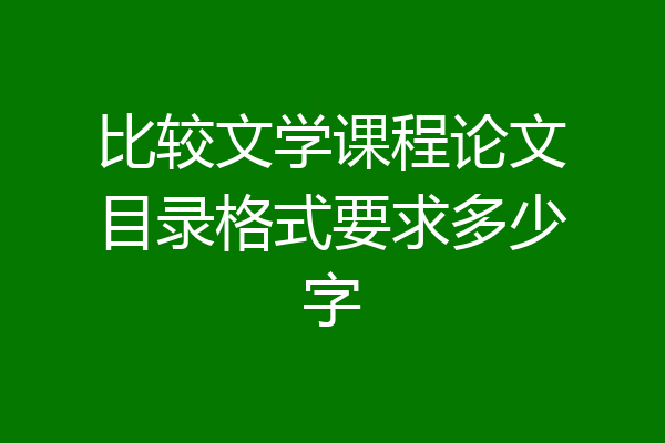 比较文学课程论文目录格式要求多少字
