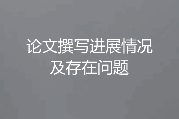 论文撰写进展情况及存在问题