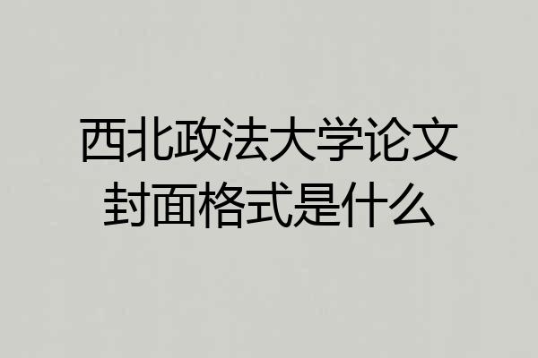 西北政法大学论文封面格式是什么