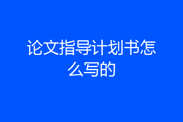 论文指导计划书怎么写的