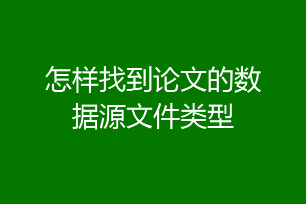怎样找到论文的数据源文件类型