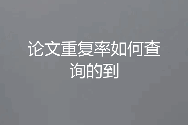 论文重复率如何查询的到