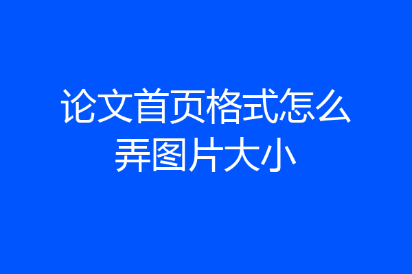 论文首页格式怎么弄图片大小