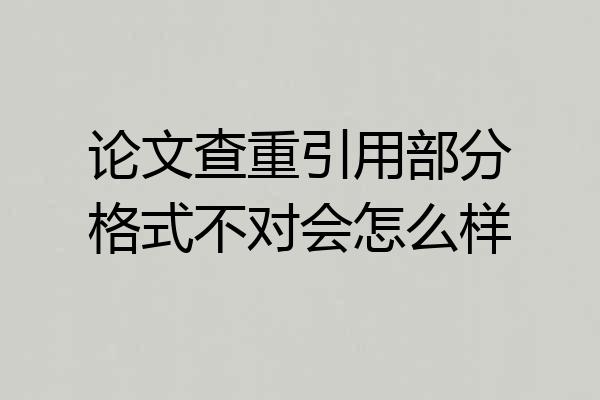 论文查重引用部分格式不对会怎么样