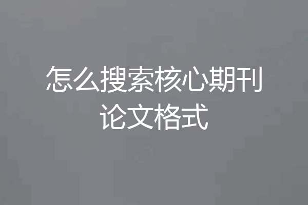 怎么搜索核心期刊论文格式