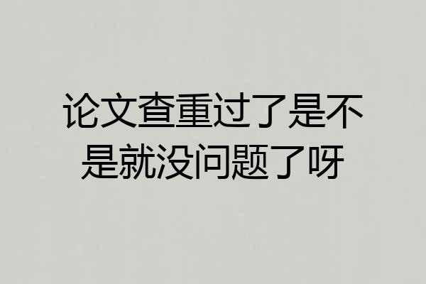 论文查重过了是不是就没问题了呀