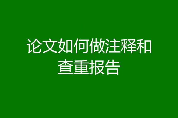 论文如何做注释和查重报告