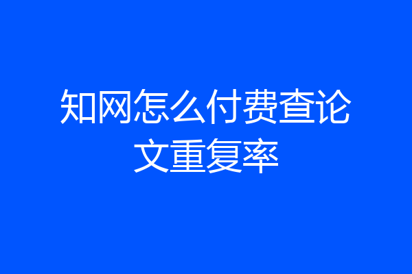 知网怎么付费查论文重复率