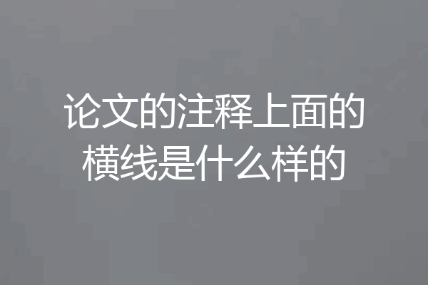 论文的注释上面的横线是什么样的