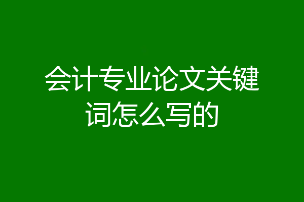 会计专业论文关键词怎么写的