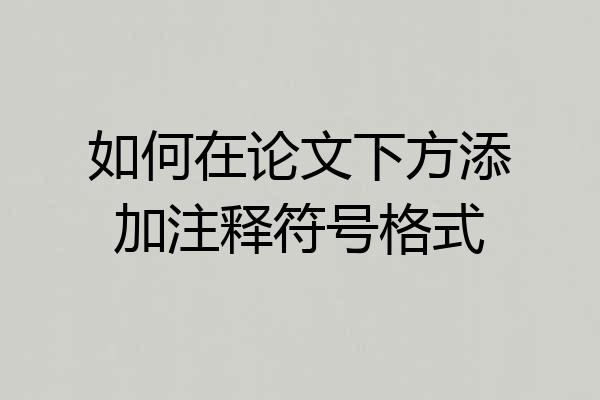 如何在论文下方添加注释符号格式