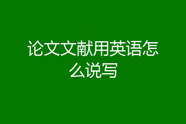 论文文献用英语怎么说写
