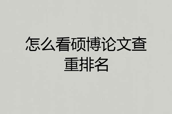 怎么看硕博论文查重排名