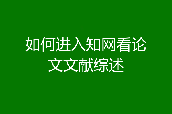 如何进入知网看论文文献综述