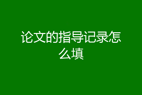 论文的指导记录怎么填