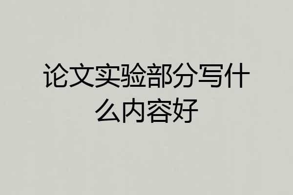论文实验部分写什么内容好