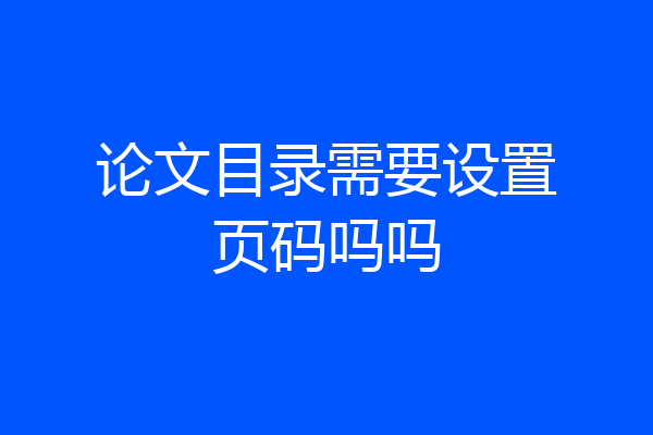 论文目录需要设置页码吗吗