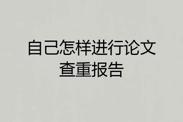自己怎样进行论文查重报告