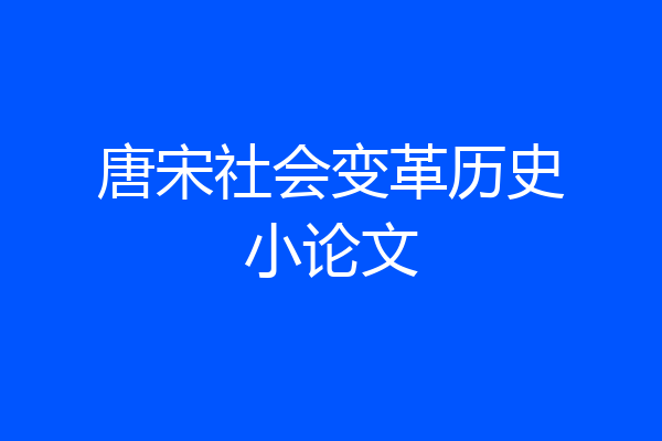 唐宋社会变革历史小论文