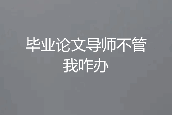 毕业论文导师不管我咋办