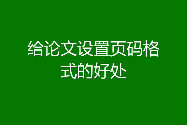 给论文设置页码格式的好处