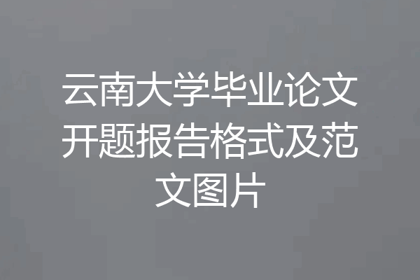 云南大学毕业论文开题报告格式及范文图片