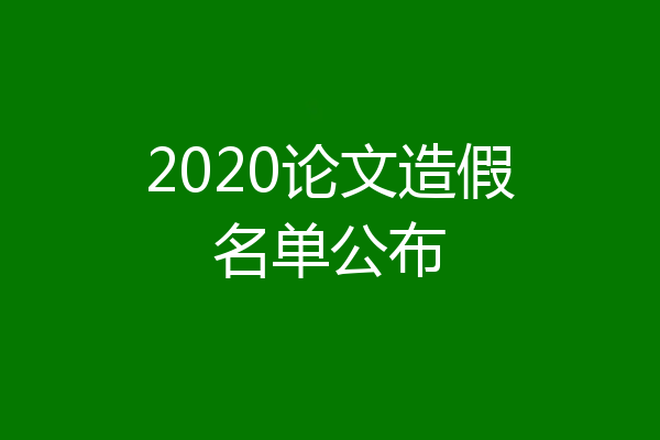 2020论文造假名单公布