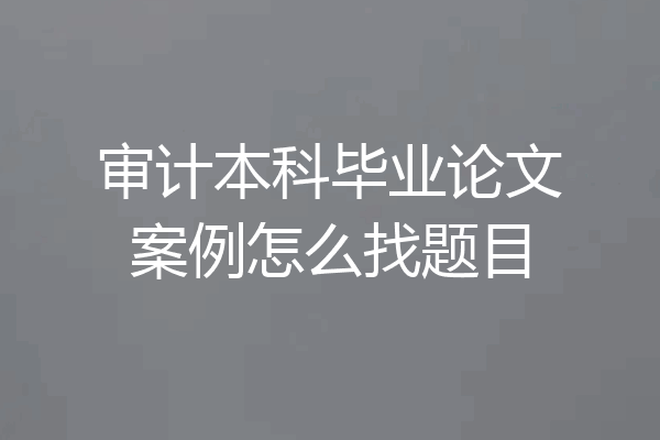 审计本科毕业论文案例怎么找题目