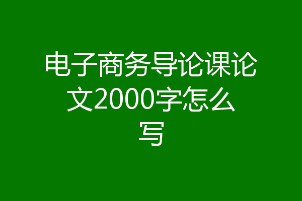 电子商务导论课论文2000字怎么写